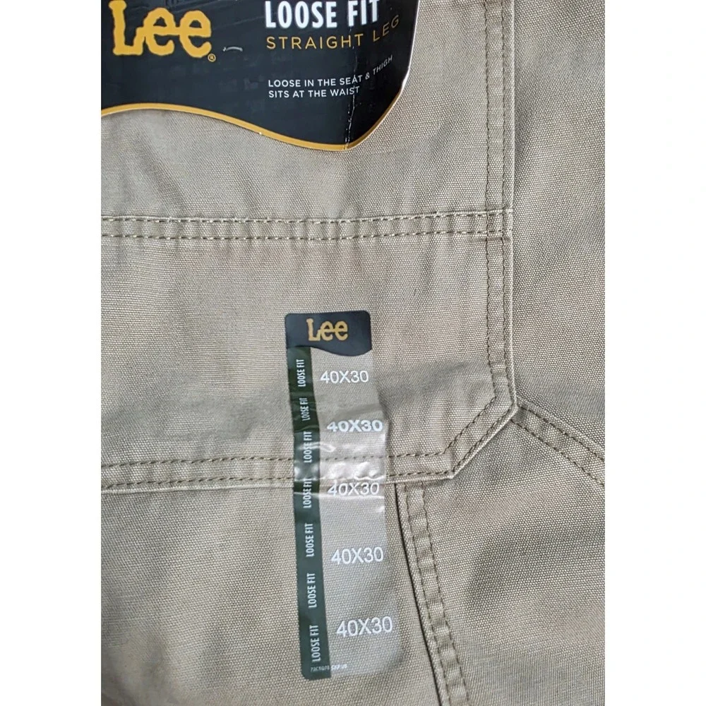 Lee Men's Carpenter Pants Loose Fit Straight Leg Khaki Tan 40x30 NWT